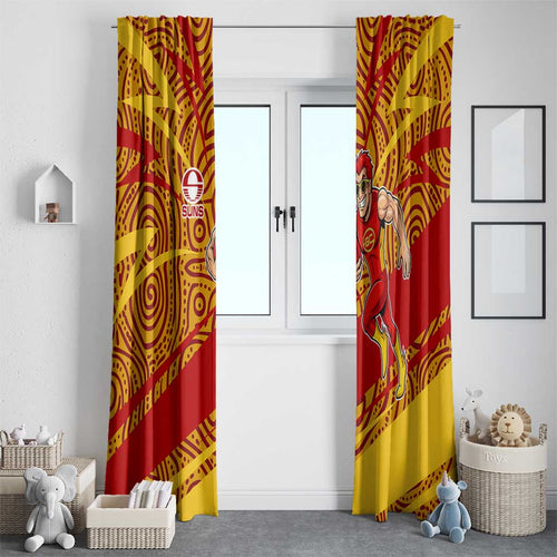 Gold Coast Suns Australian Football Window Curtain Sunny Hero Mascot With Indigenous Pattern Art
