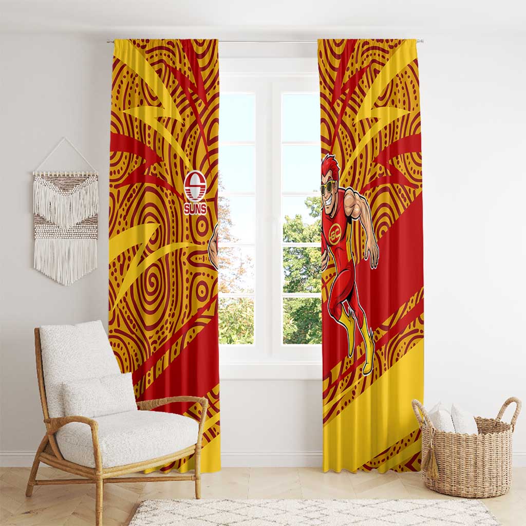 Gold Coast Suns Australian Football Window Curtain Sunny Hero Mascot With Indigenous Pattern Art