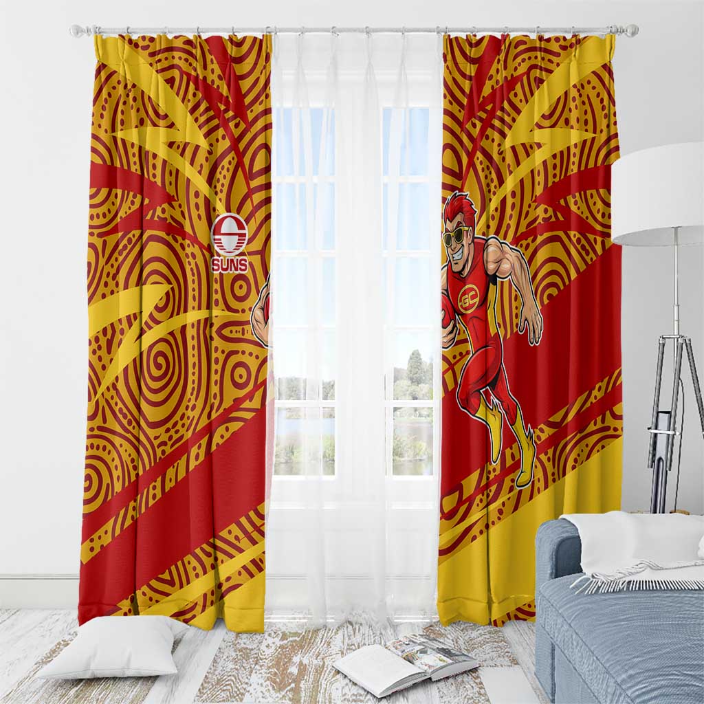 Gold Coast Suns Australian Football Window Curtain Sunny Hero Mascot With Indigenous Pattern Art