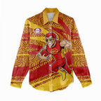 Gold Coast Suns Australian Football Women Casual Shirt Sunny Hero Mascot With Indigenous Pattern Art