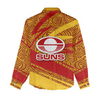 Gold Coast Suns Australian Football Women Casual Shirt Sunny Hero Mascot With Indigenous Pattern Art