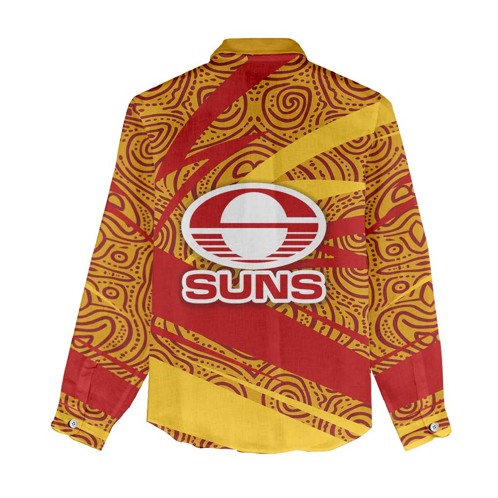 Gold Coast Suns Australian Football Women Casual Shirt Sunny Hero Mascot With Indigenous Pattern Art