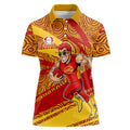 Gold Coast Suns Australian Football Women Polo Shirt Sunny Hero Mascot With Indigenous Pattern Art