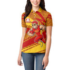 Gold Coast Suns Australian Football Women Polo Shirt Sunny Hero Mascot With Indigenous Pattern Art