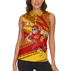 Gold Coast Suns Australian Football Women Sleeveless Polo Shirt Sunny Hero Mascot With Indigenous Pattern Art