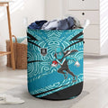 Port Adelaide Australian Football Laundry Basket Power Hero Mascot With Indigenous Pattern Art