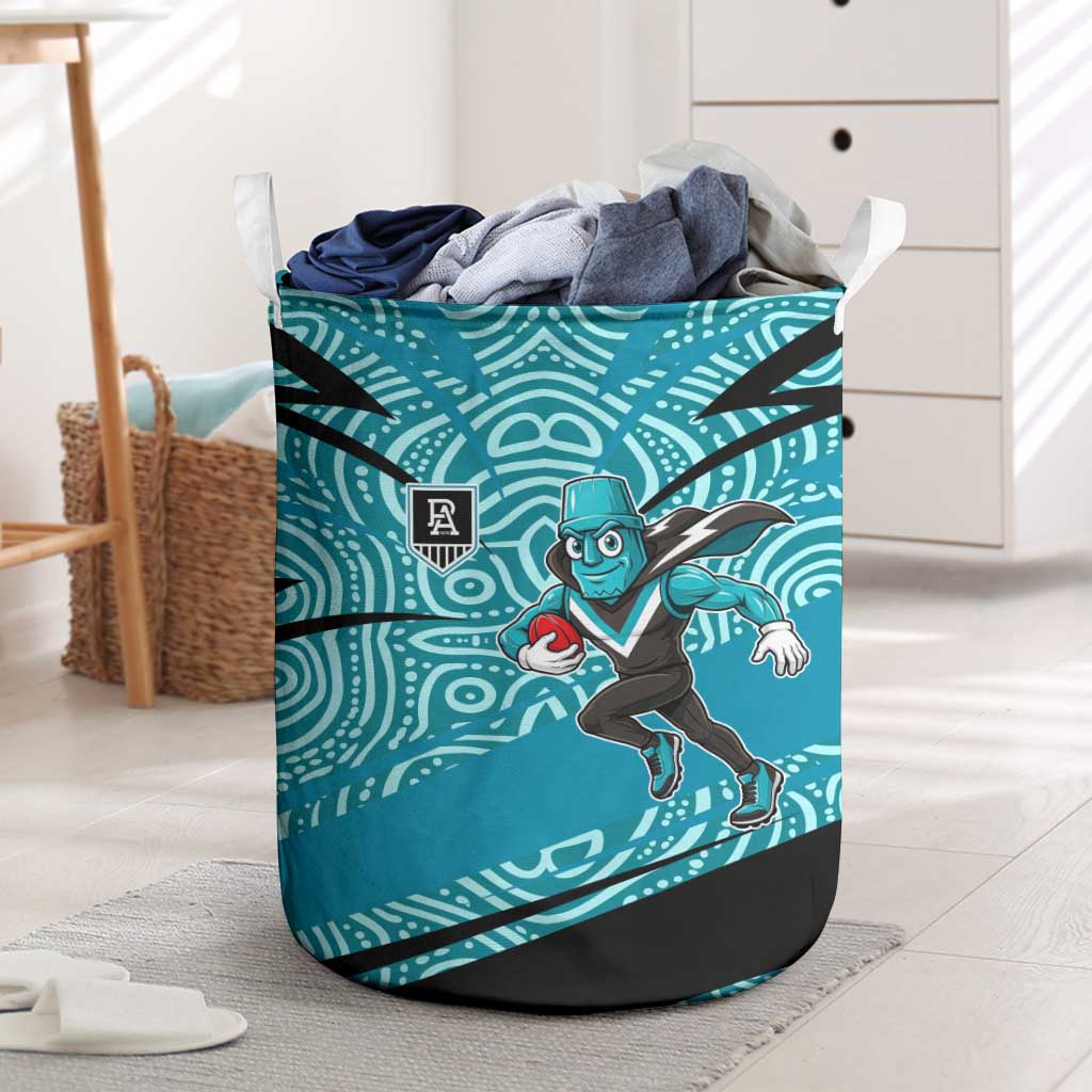Port Adelaide Australian Football Laundry Basket Power Hero Mascot With Indigenous Pattern Art