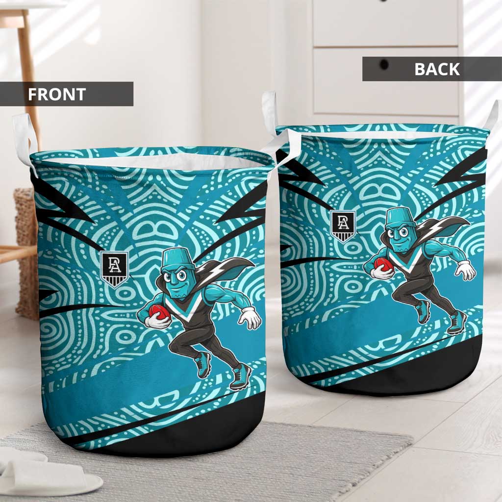 Port Adelaide Australian Football Laundry Basket Power Hero Mascot With Indigenous Pattern Art