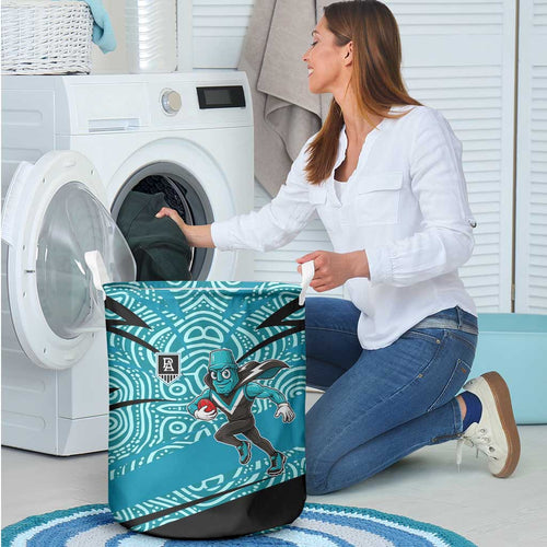 Port Adelaide Australian Football Laundry Basket Power Hero Mascot With Indigenous Pattern Art