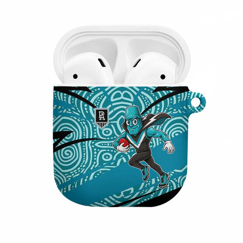 Port Adelaide Australian Football AirPods Case Power Hero Mascot With Indigenous Pattern Art