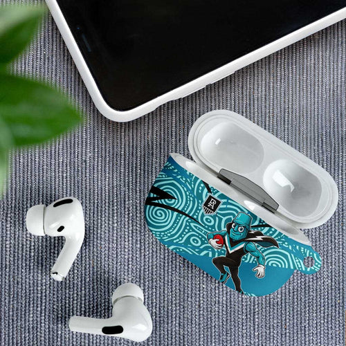 Port Adelaide Australian Football AirPods Case Power Hero Mascot With Indigenous Pattern Art