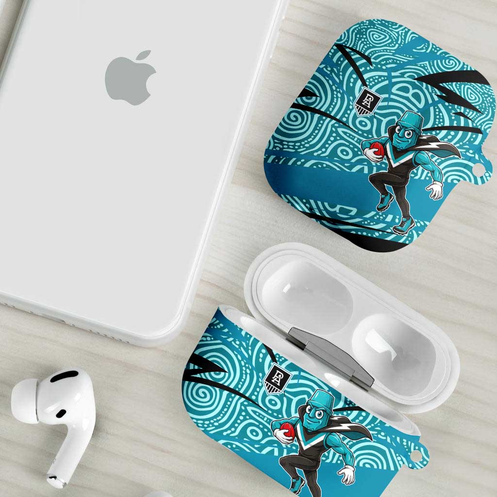 Port Adelaide Australian Football AirPods Case Power Hero Mascot With Indigenous Pattern Art