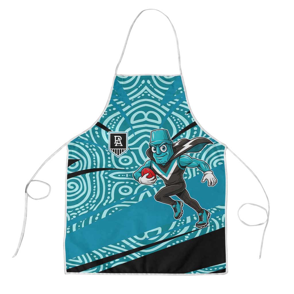 Port Adelaide Australian Football Apron Power Hero Mascot With Indigenous Pattern Art