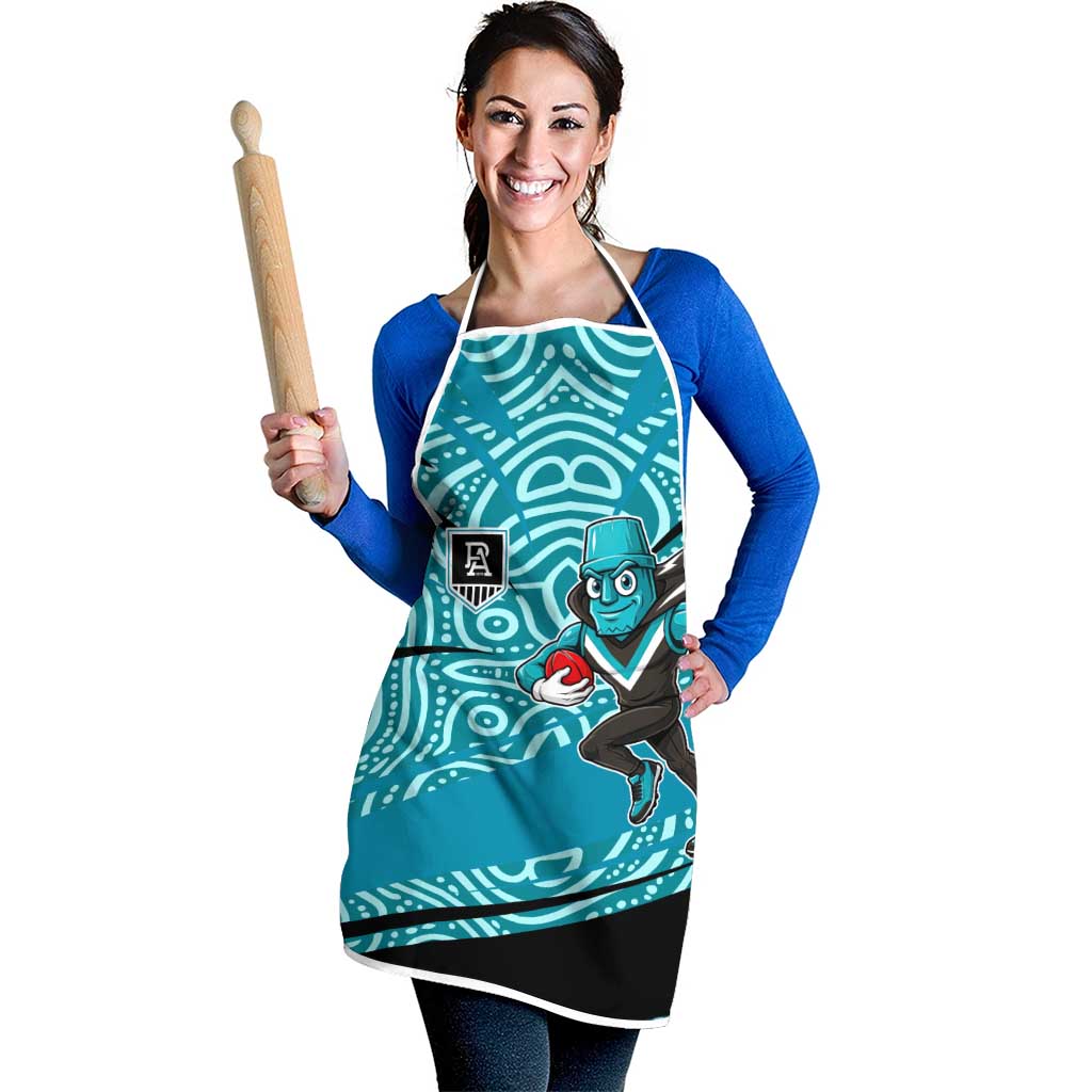 Port Adelaide Australian Football Apron Power Hero Mascot With Indigenous Pattern Art