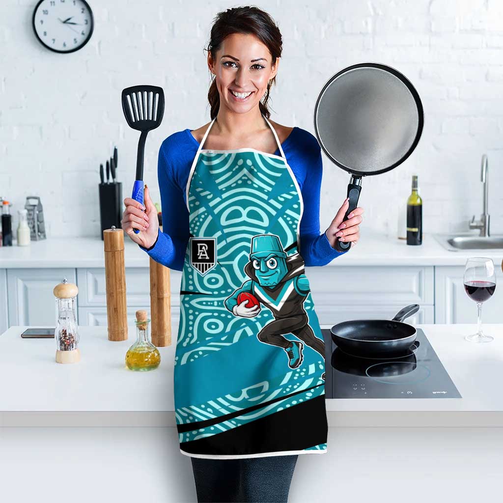 Port Adelaide Australian Football Apron Power Hero Mascot With Indigenous Pattern Art