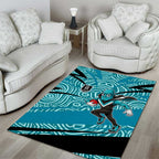 Port Adelaide Australian Football Area Rug Power Hero Mascot With Indigenous Pattern Art
