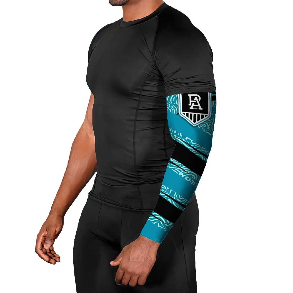 Port Adelaide Australian Football Arm Sleeves Power Hero Mascot With Indigenous Pattern Art