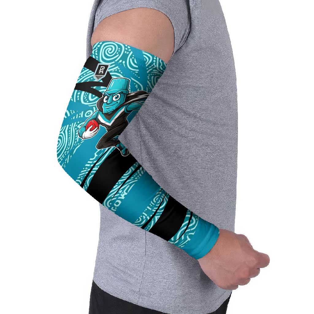 Port Adelaide Australian Football Arm Sleeves Power Hero Mascot With Indigenous Pattern Art