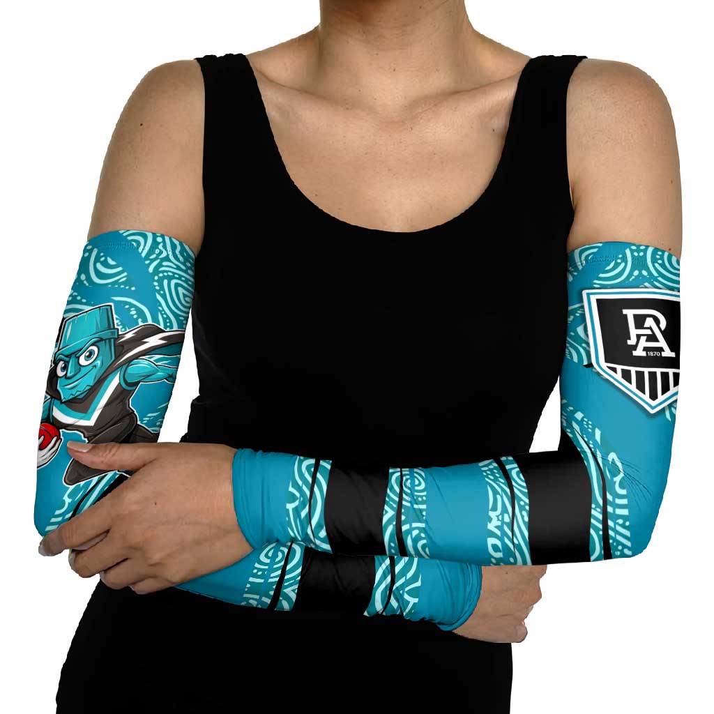 Port Adelaide Australian Football Arm Sleeves Power Hero Mascot With Indigenous Pattern Art