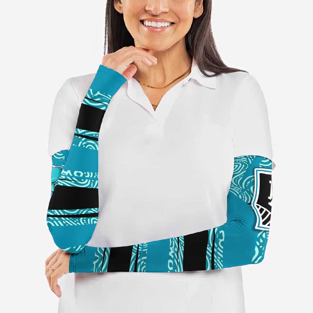 Port Adelaide Australian Football Arm Sleeves Power Hero Mascot With Indigenous Pattern Art