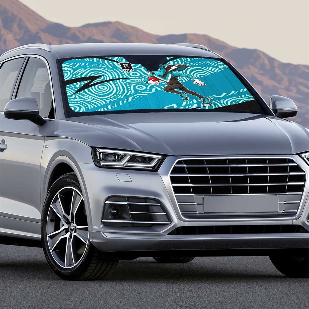 Port Adelaide Australian Football Auto Sun Shade Power Hero Mascot With Indigenous Pattern Art