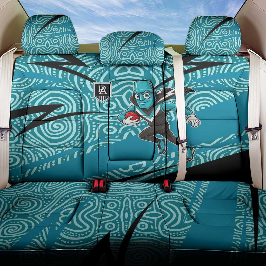 Port Adelaide Australian Football Back Car Seat Cover Power Hero Mascot With Indigenous Pattern Art