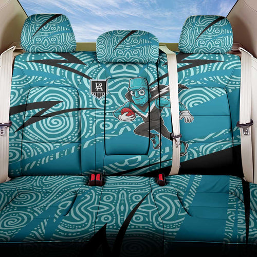 Port Adelaide Australian Football Back Car Seat Cover Power Hero Mascot With Indigenous Pattern Art