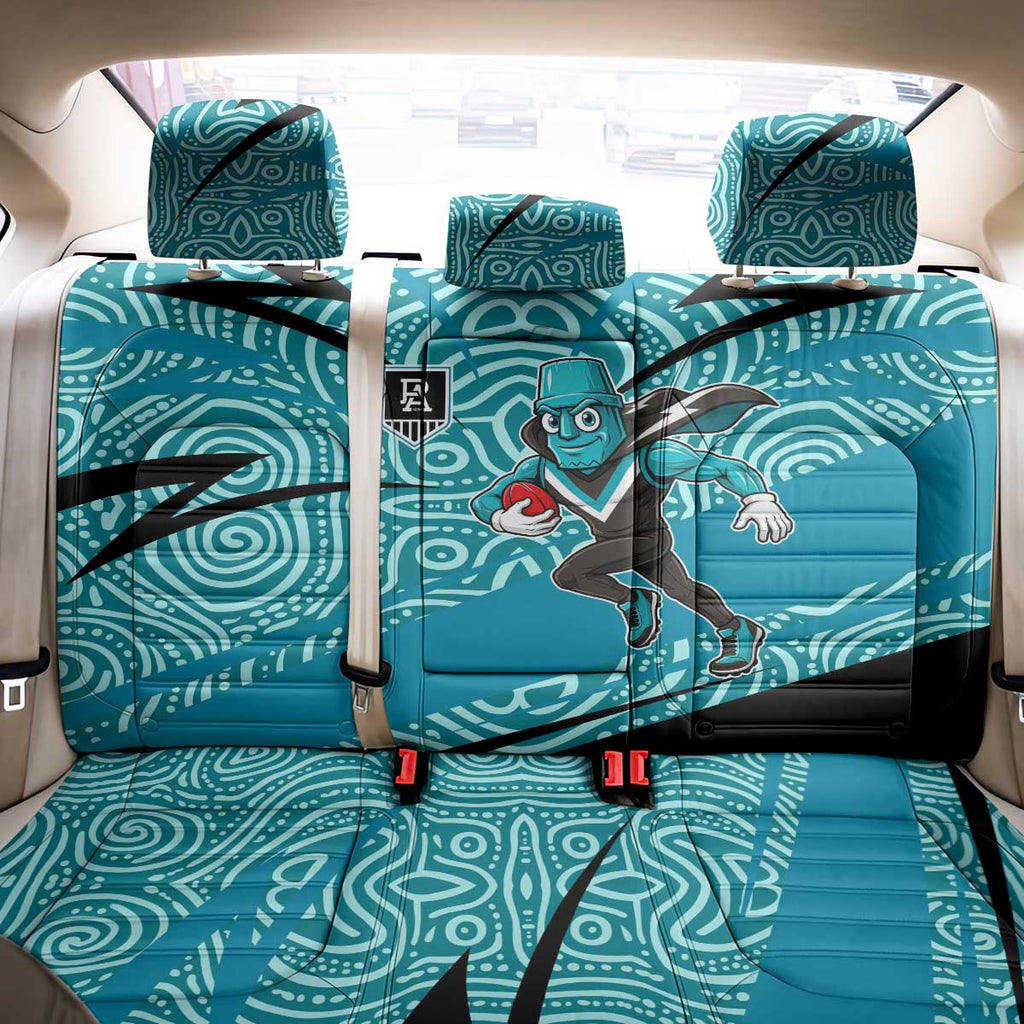 Port Adelaide Australian Football Back Car Seat Cover Power Hero Mascot With Indigenous Pattern Art