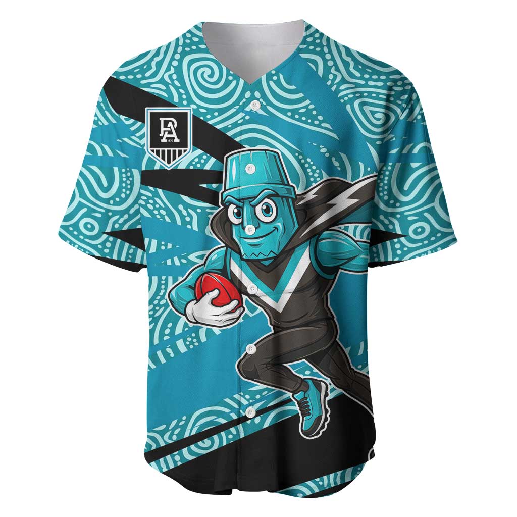 Port Adelaide Australian Football Baseball Jersey Power Hero Mascot With Indigenous Pattern Art