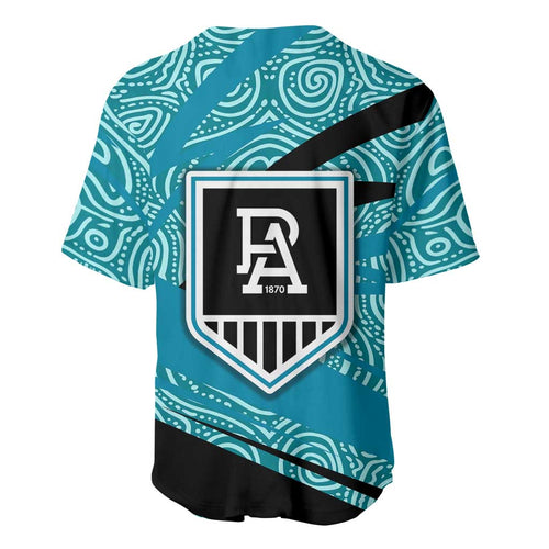 Port Adelaide Australian Football Baseball Jersey Power Hero Mascot With Indigenous Pattern Art
