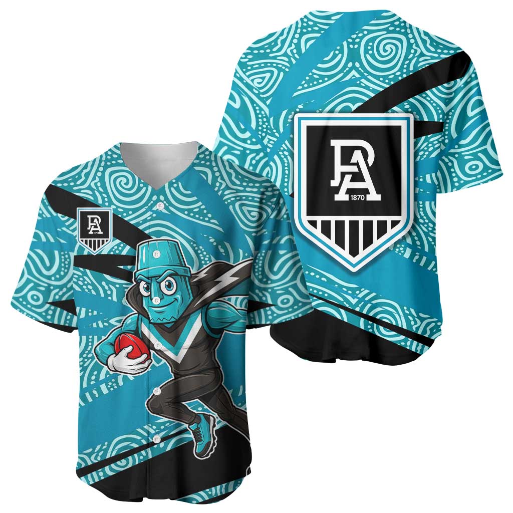 Port Adelaide Australian Football Baseball Jersey Power Hero Mascot With Indigenous Pattern Art