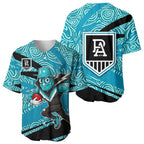 Port Adelaide Australian Football Baseball Jersey Power Hero Mascot With Indigenous Pattern Art