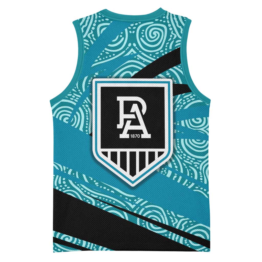 Port Adelaide Australian Football Basketball Jersey Power Hero Mascot With Indigenous Pattern Art