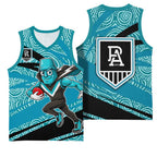 Port Adelaide Australian Football Basketball Jersey Power Hero Mascot With Indigenous Pattern Art