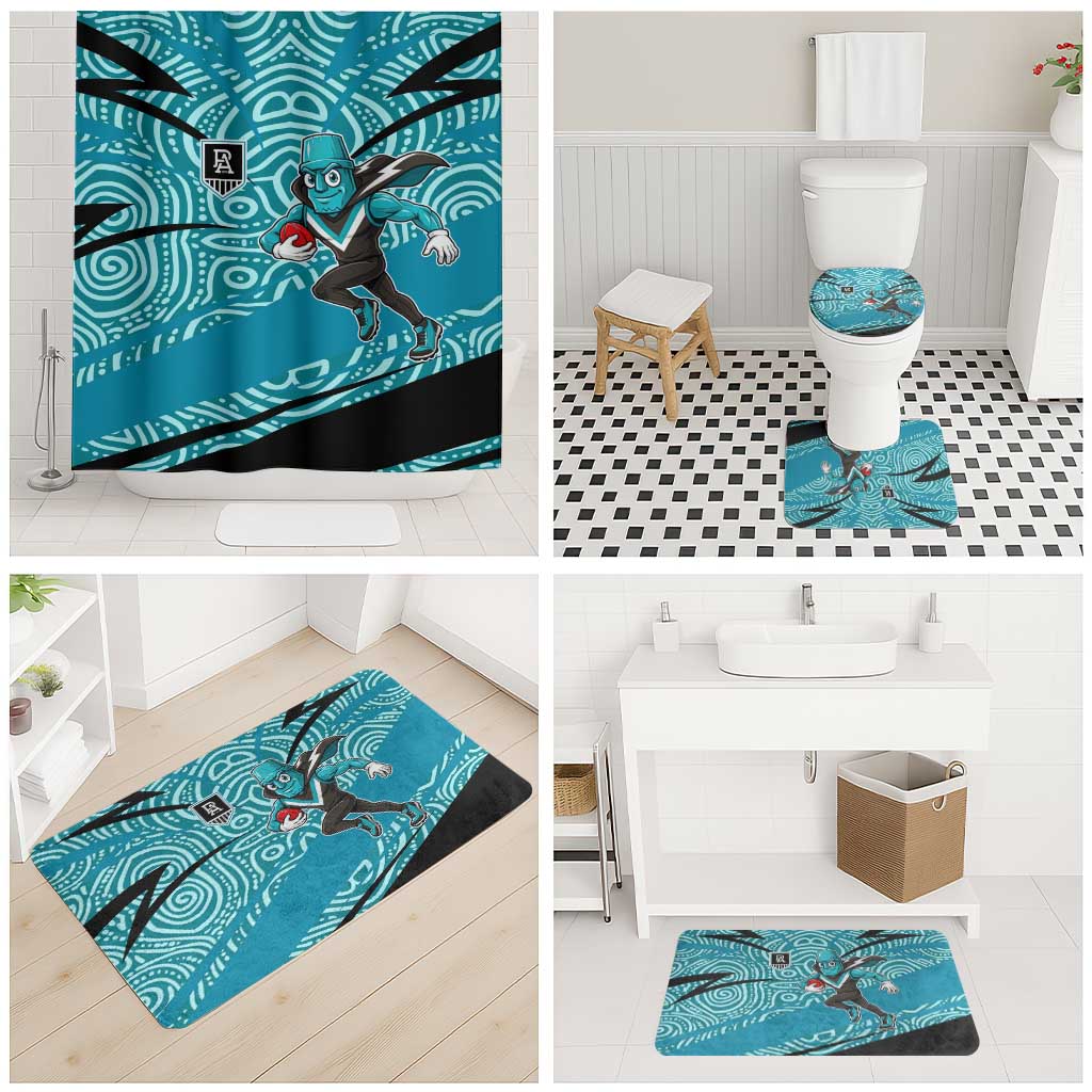 Port Adelaide Australian Football Bathroom Set Power Hero Mascot With Indigenous Pattern Art