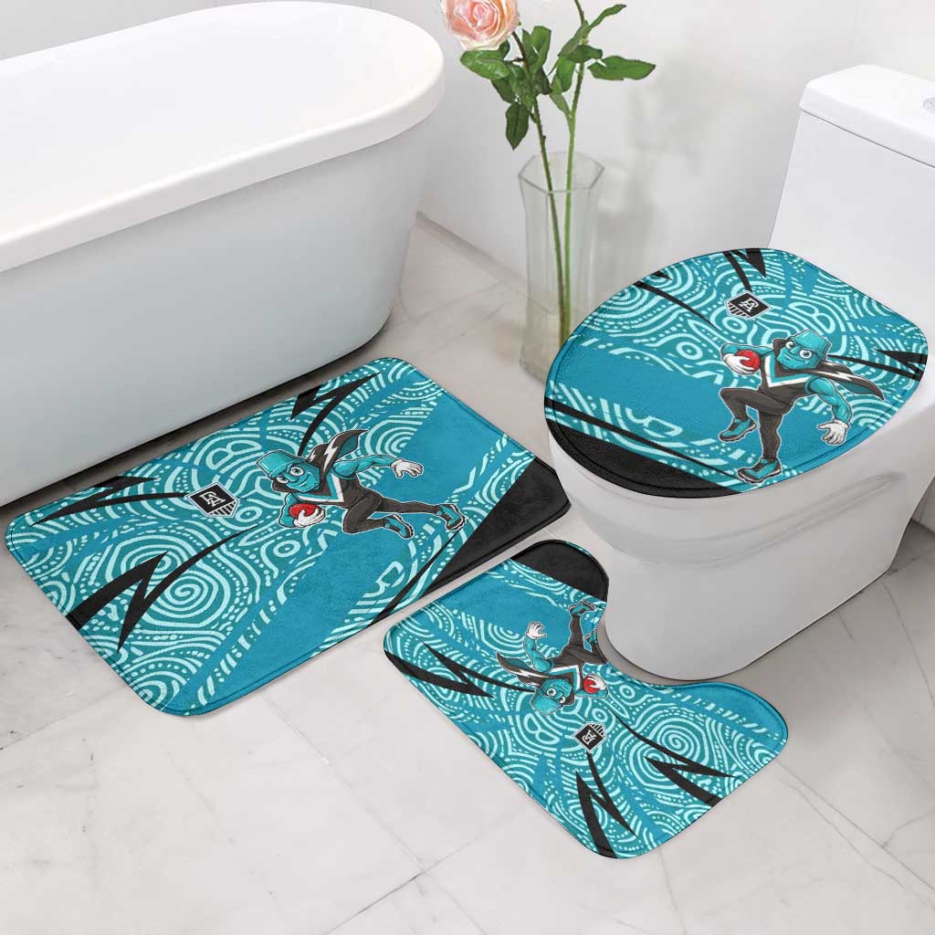 Port Adelaide Australian Football Bathroom Set Power Hero Mascot With Indigenous Pattern Art