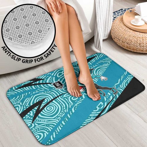 Port Adelaide Australian Football Bathroom Set Power Hero Mascot With Indigenous Pattern Art