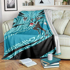 Port Adelaide Australian Football Blanket Power Hero Mascot With Indigenous Pattern Art