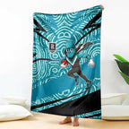 Port Adelaide Australian Football Blanket Power Hero Mascot With Indigenous Pattern Art
