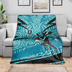 Port Adelaide Australian Football Blanket Power Hero Mascot With Indigenous Pattern Art