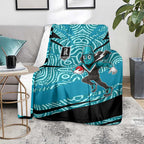 Port Adelaide Australian Football Blanket Power Hero Mascot With Indigenous Pattern Art