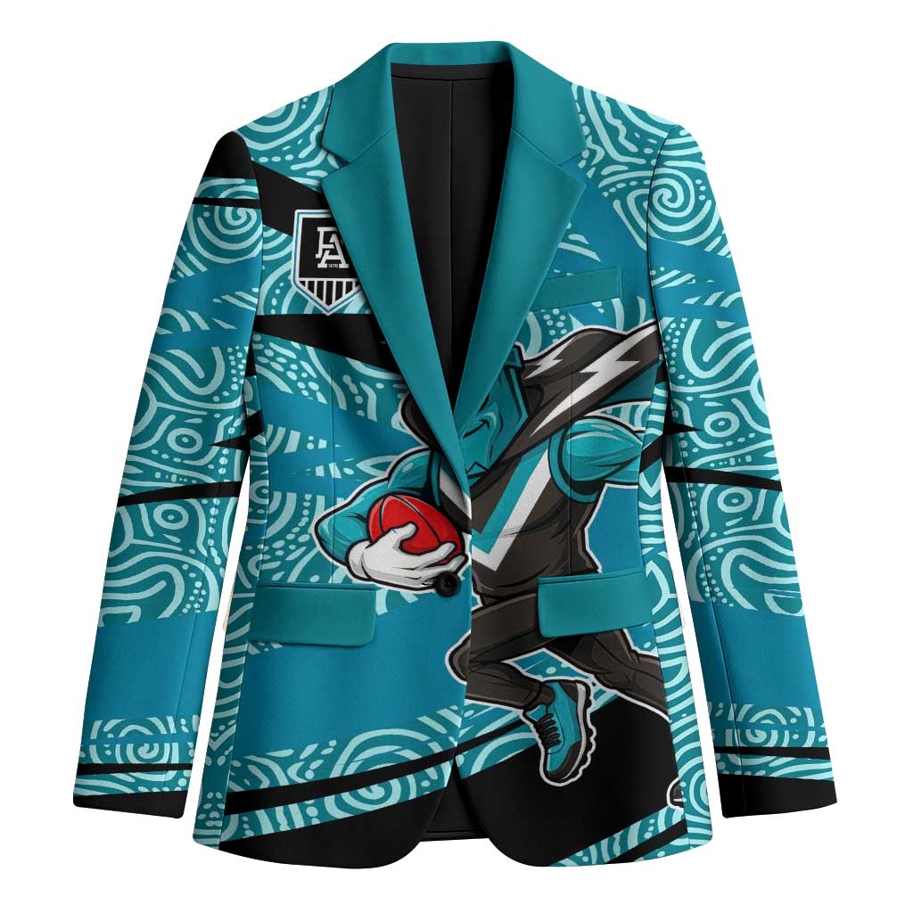 Port Adelaide Australian Football Blazer Power Hero Mascot With Indigenous Pattern Art
