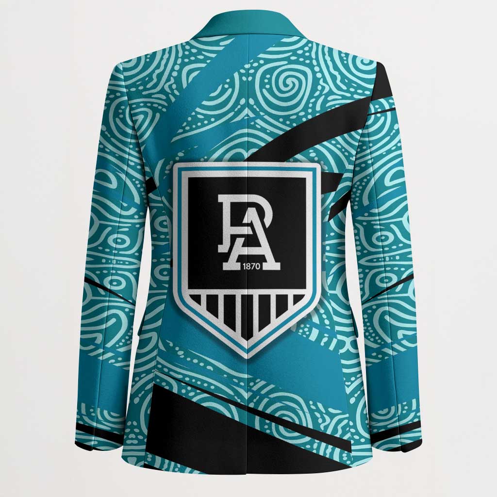 Port Adelaide Australian Football Blazer Power Hero Mascot With Indigenous Pattern Art