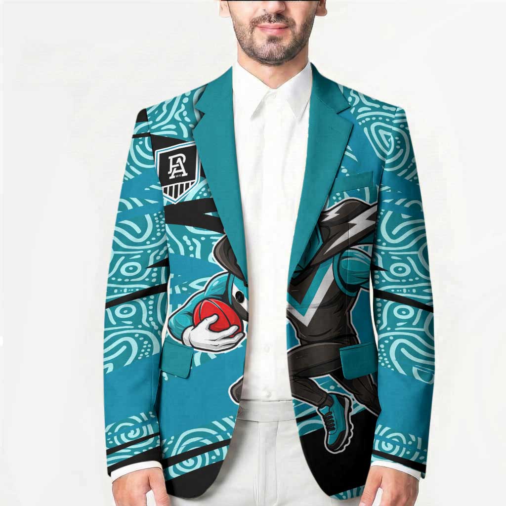 Port Adelaide Australian Football Blazer Power Hero Mascot With Indigenous Pattern Art