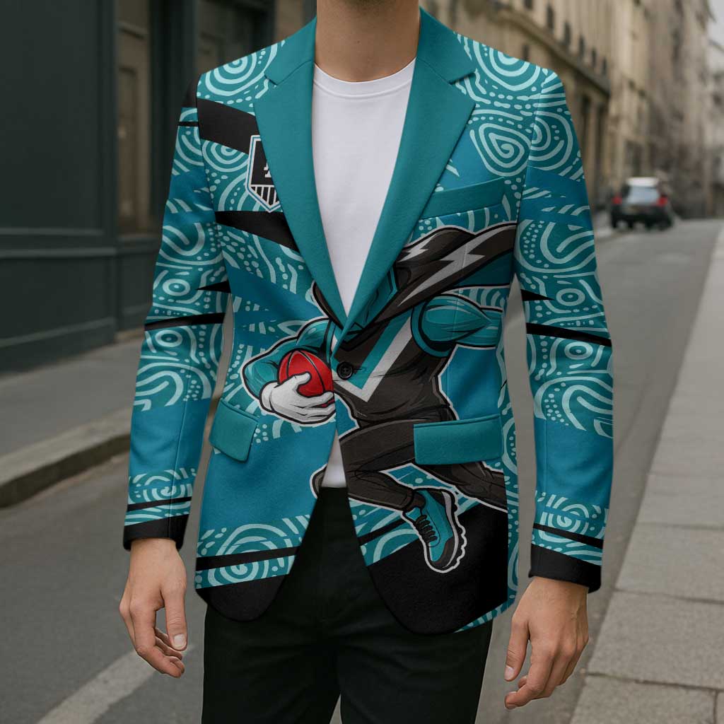 Port Adelaide Australian Football Blazer Power Hero Mascot With Indigenous Pattern Art