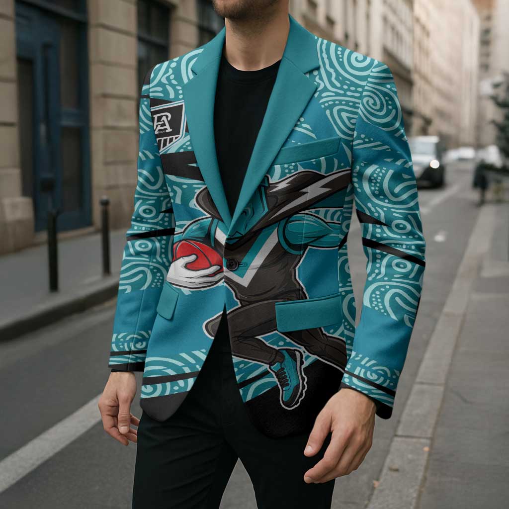 Port Adelaide Australian Football Blazer Power Hero Mascot With Indigenous Pattern Art
