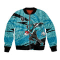 Port Adelaide Australian Football Bomber Jacket Power Hero Mascot With Indigenous Pattern Art