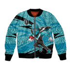 Port Adelaide Australian Football Bomber Jacket Power Hero Mascot With Indigenous Pattern Art