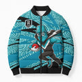 Port Adelaide Australian Football Bomber Puffer Jacket Power Hero Mascot With Indigenous Pattern Art