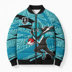Port Adelaide Australian Football Bomber Puffer Jacket Power Hero Mascot With Indigenous Pattern Art